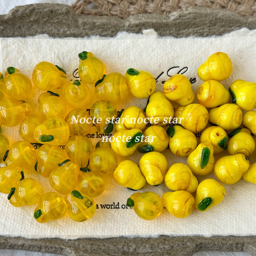 手工琉璃水果梨子直孔珠 diy手工串珠手链项链手机链配饰材料