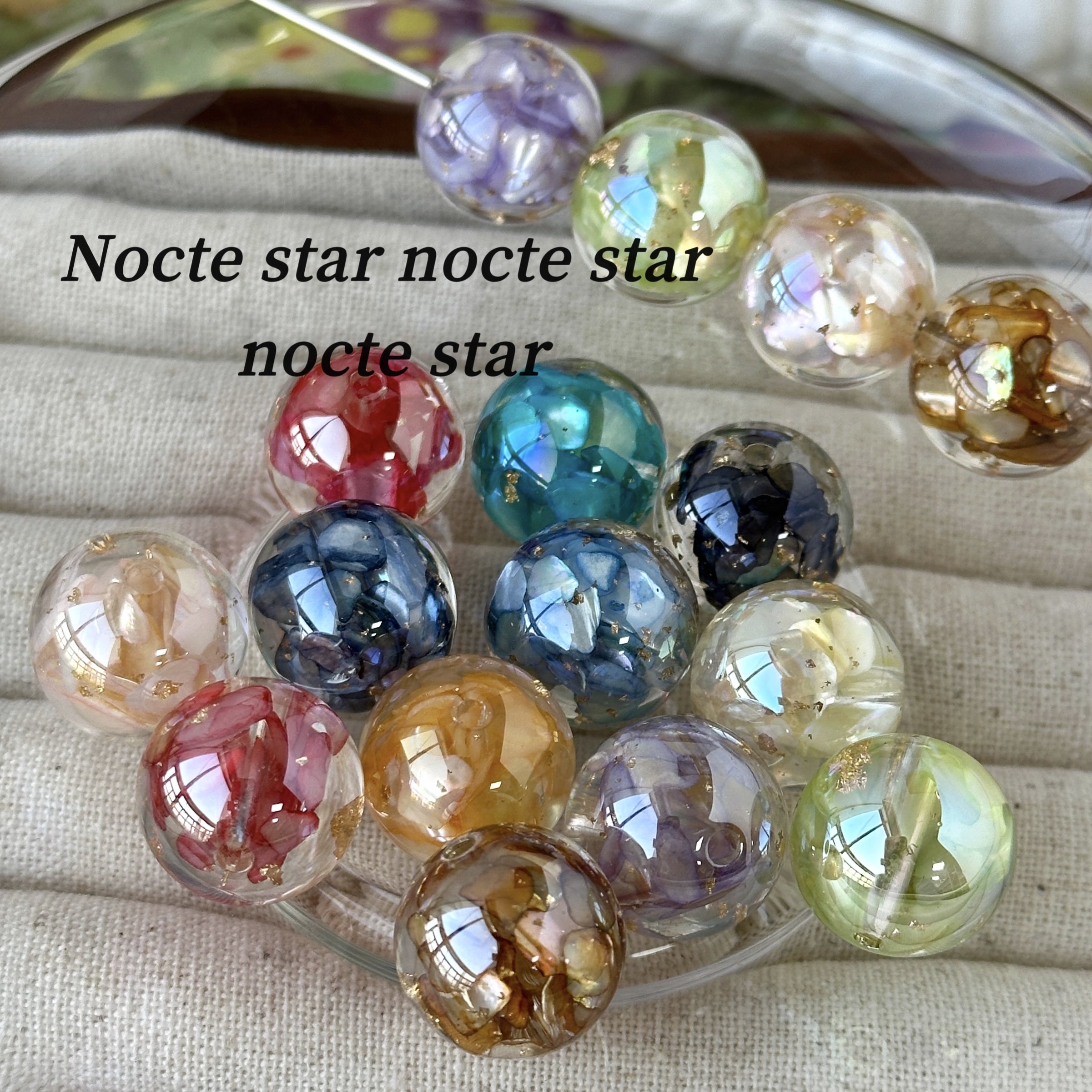 16mm电镀金箔贝壳树脂圆珠 diy手工串珠手链手机链配饰散珠材料