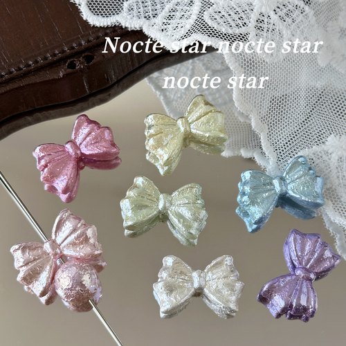 25mm亚克力皱皮镀光直孔蝴蝶结珠 diy手工串珠项链手机链饰品配件