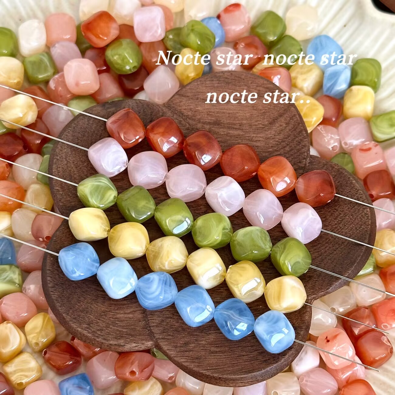 ins风亚克力小方糖菱形双色晕染直孔串珠diy手机链手串饰品散珠