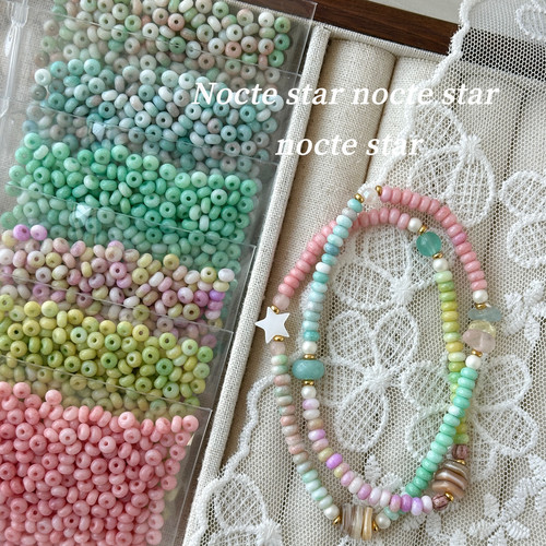 4mm渐变水染仿瓷算盘珠 diy手工串珠手链项链手机链配饰散珠材料