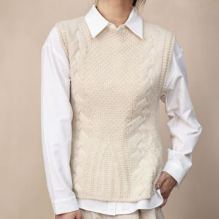 亲肤软糯100山羊绒针织粗针麻花背心 圆领绞花羊绒衫 新款 秋冬无袖