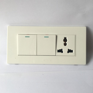 118型75系列三位大板墙壁开关插座面板10A250V两开一插三孔单双控