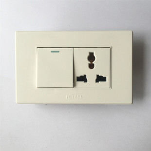 菲尔泰118型75系列两位一开一插单双控墙壁开关插座面板10A250V