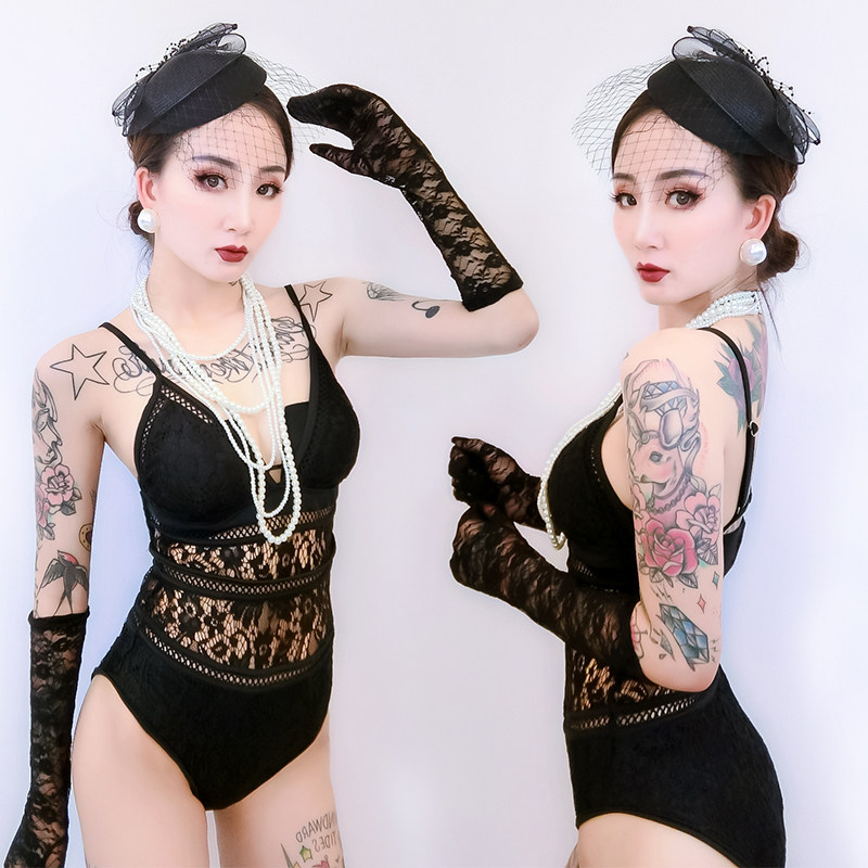新款酒吧gogo女透视蕾丝性感连体衣夜店dj歌手大气夜场ds演出服装