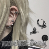 钛钢玫瑰骷髅头耳环朋克亚文化酷无性别男女耳钉 MAS救护所