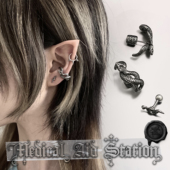 MAS救护所 通体钛钢 蛇形朋克耳钉耳环 重工 不褪色防过敏养耳