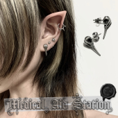 蜂鸟头骨耳钉朋克钛钢乌鸦做旧防敏重工不褪色耳环 MAS救护所