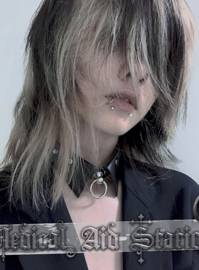 【MAS救护所】朋克风假领子项圈铆钉圆环暗黑choker pu仿皮黑颈带