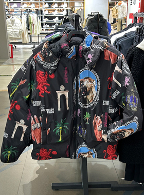 正品Nike耐克男子运动休闲詹姆斯印花保暖篮球羽绒服外套FB6975