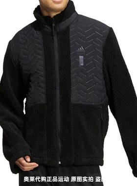 正品Adidas/阿迪达斯冬款男子运动拼接羊羔绒加绒保暖夹克 HN8958