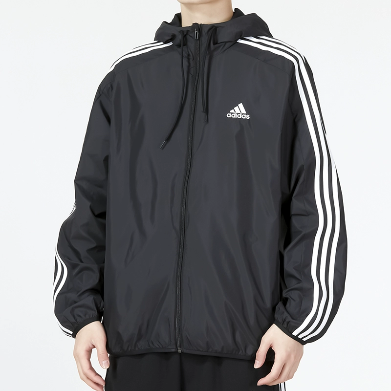 正品Adidas/阿迪达斯男子新款简约运动休闲连帽夹克外套IB0378