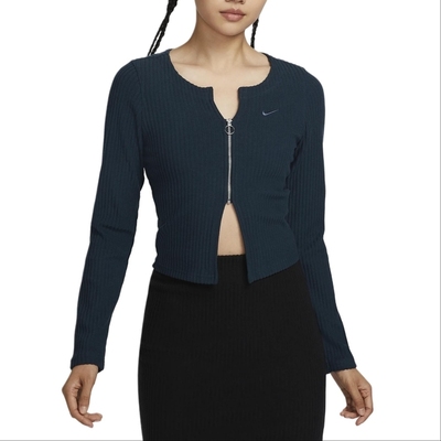 NIKE耐克女子运动鱼骨衣V领修身透气露脐夹克收腰外套FN3683-104