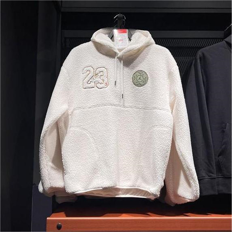 正品Nike/耐克男子Jordan仿羊羔绒休闲卫衣保暖连帽套头衫FB1451