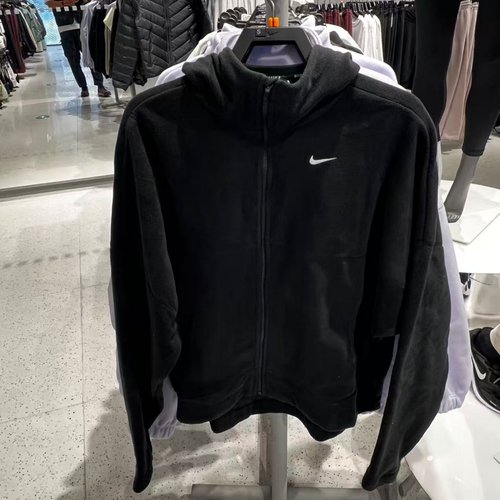 Nike耐克女子摇粒绒外套25秋冬新款加绒保暖连帽夹克 HV3699-010