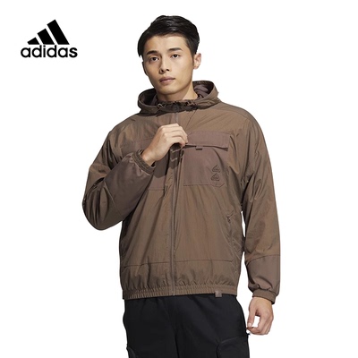 正品Adidas/阿迪达斯男新款加绒保暖运动休闲连帽夹克外套IA6961