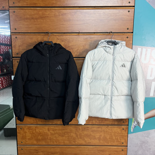 正品Adidas阿迪达斯24冬季新款男子保暖连帽羽绒服休闲外套JG5940