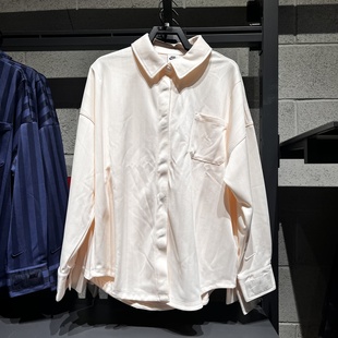 HV1957 Nike耐克女子25秋新款 外套 衬衫 110 条纹翻领宽松运动长袖