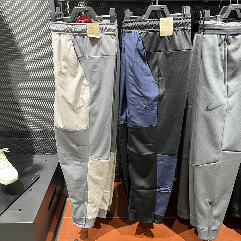 正品Nike/耐克冬季新款男子复古拼接休闲束脚加绒工装长裤 FB8602