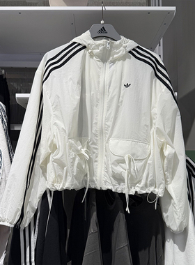 Adidas阿迪达斯三叶草女蝴蝶结防晒薄款运动休闲夹克外套 KB8964