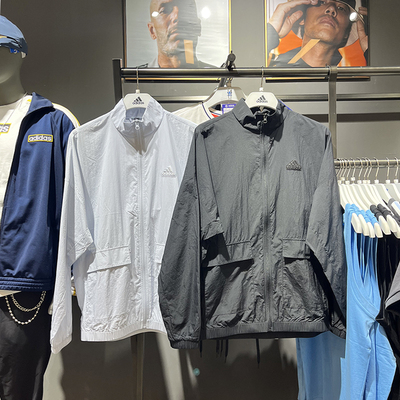 正品Adidas/阿迪达斯夏新款男子翻领休闲运动外套IT3956 IT3954