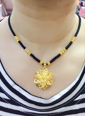 信美之家黄铜镀金黑绳女奢华吊坠