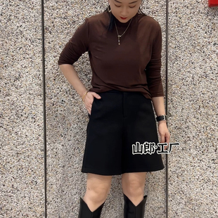 春秋冬季五分毛呢显瘦A版后松紧腰短裤