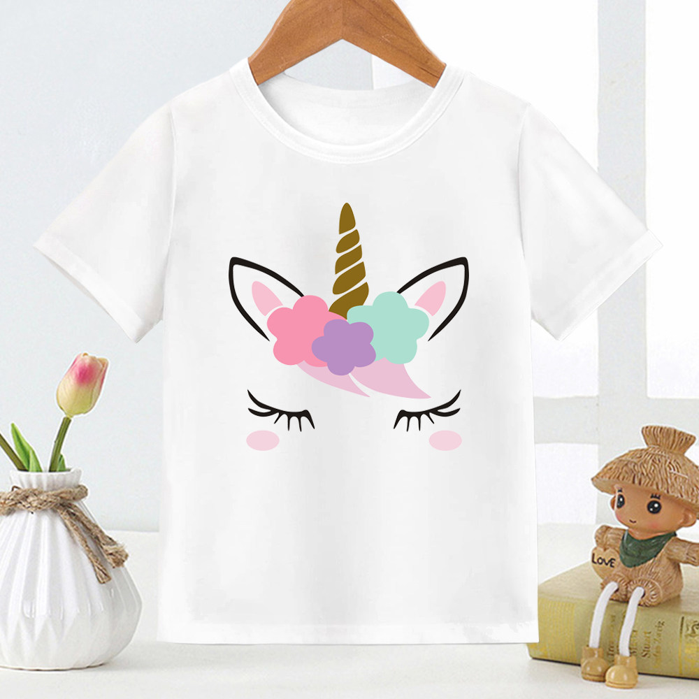 cute unicorn kids tshirt 夏季卡通独角兽儿童男女童装短袖t恤