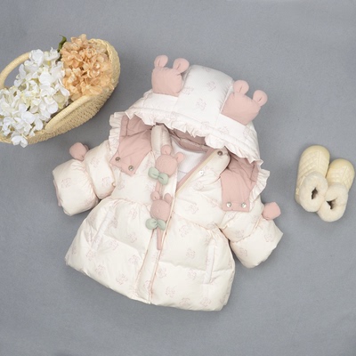 女童冬装2025加绒加厚羽绒棉服潮