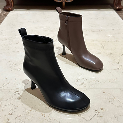 25新秋冬小鹅头细跟裸靴极简轻奢