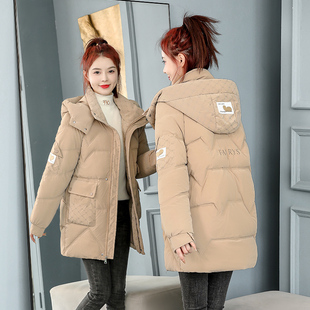 新款冬季棉袄女中长款免洗亮面羽绒棉服韩版宽松棉衣棉服加厚外套
