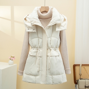 羽绒棉服马甲女秋冬季2025年新款欧货洋气中长款收腰百搭马夹外套