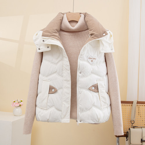 免洗羽绒棉马甲女2025秋冬新款宽松洋气连帽坎肩短款外穿背心外套