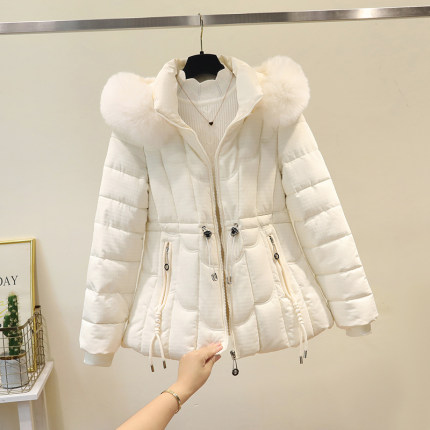 短款羽绒棉服女2024冬大毛领修身显瘦棉衣时尚连帽加厚棉袄外套