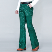 国风中国龙男裤 夏季 男弹力国潮花色阔腿大脚西装 裤 薄款 龙纹喇叭裤