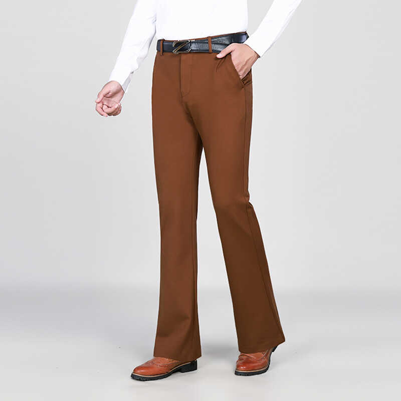 青年修身加绒加厚喇叭长款