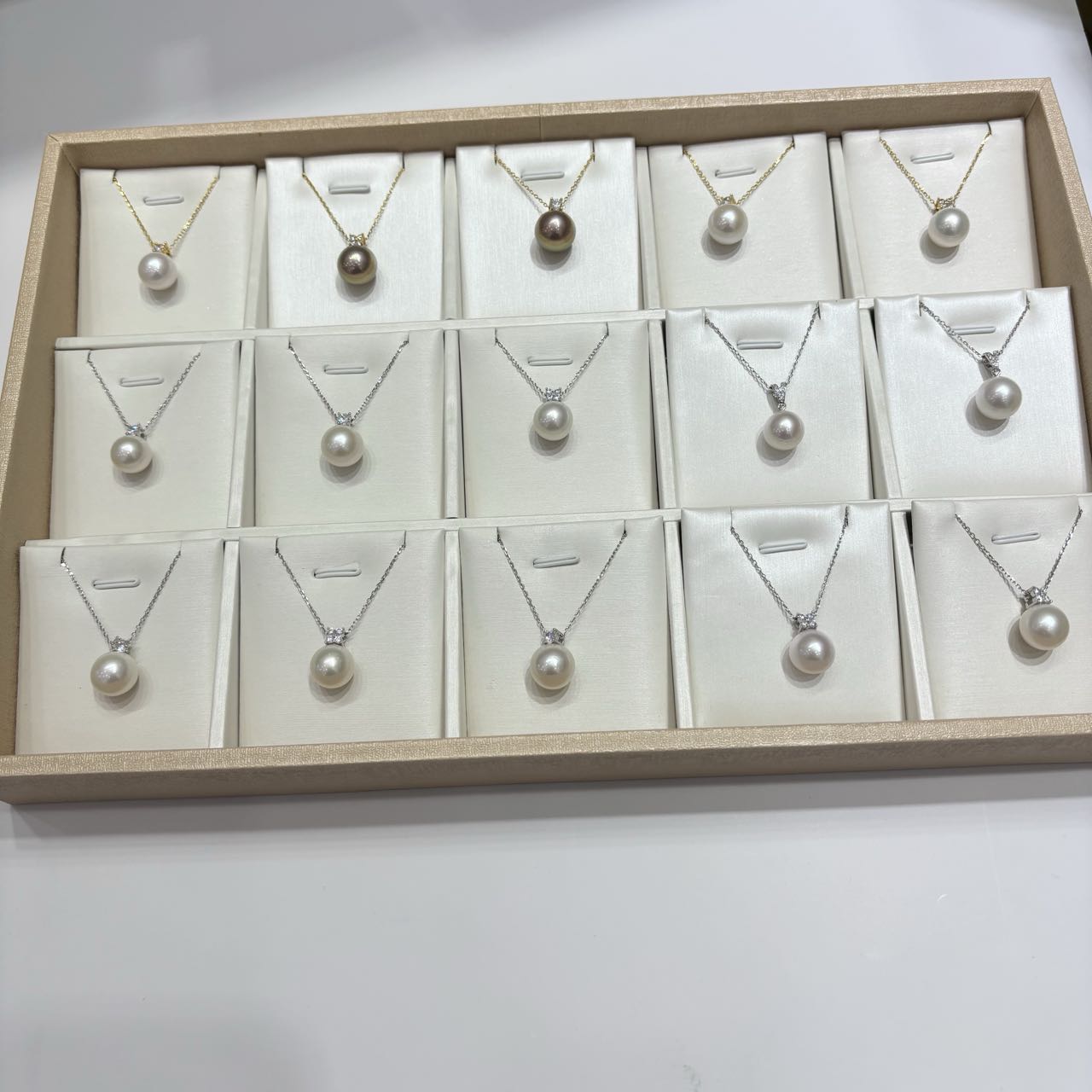 银镶天然淡水珍珠项链11-12m 超强光泽干净彩珠12-13m配送银链