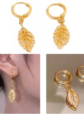 CROCUS 925银耳针2022秋冬新款金枝玉叶对称女耳圈耳饰CRSE0231