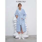 珊瑚绒休闲家居条纹睡袍男女同款 FORRETRO 24AW秋冬新品 四色可选