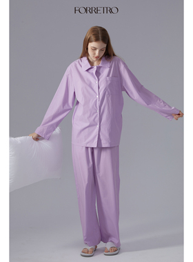 FORRETRO 天丝棉质感春夏宽松慵懒薄雾紫复古短裤可外穿家居服