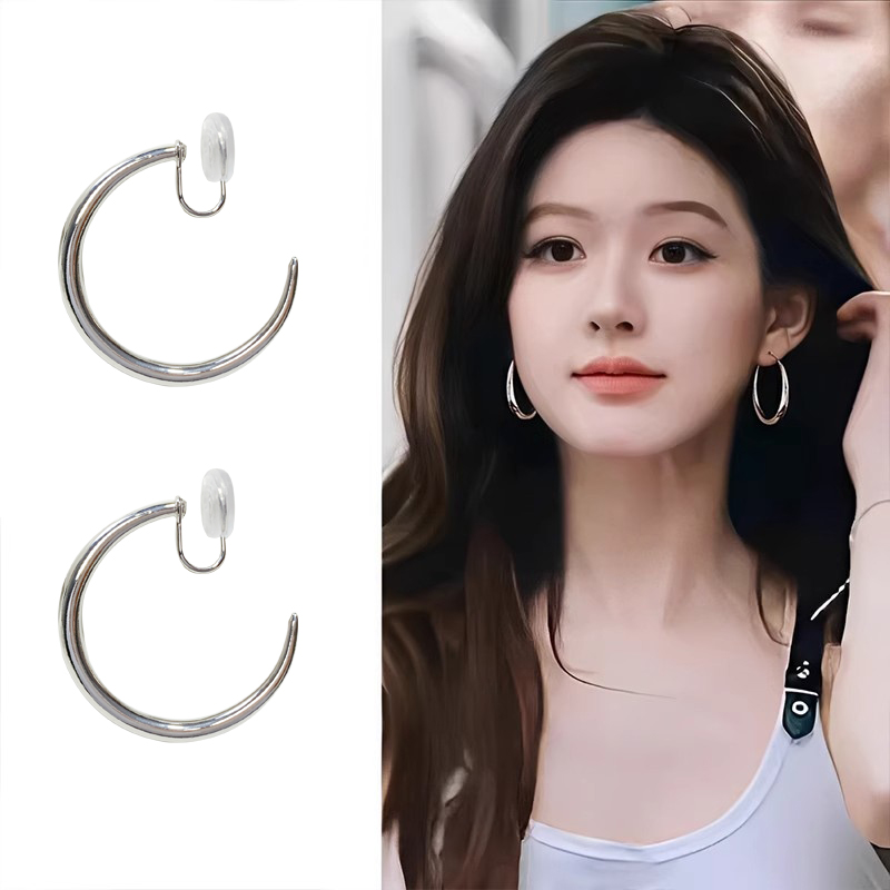 大圆圈螺旋耳夹女2025新款爆款素圈轻奢设计感无耳洞耳环夸张耳饰