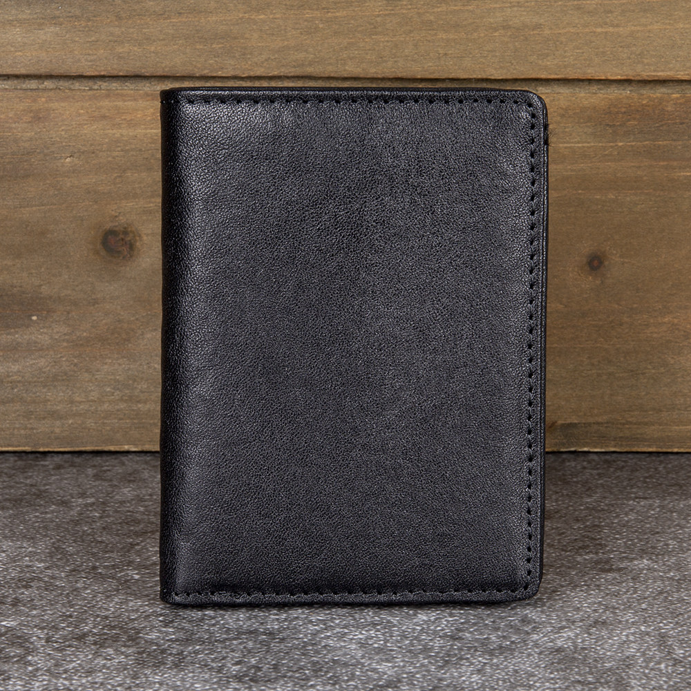 真皮男士钱包黑色短款头层牛皮夹复古风钱夹植鞣皮竖款按扣卡包