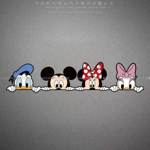 反光贴纸米奇米妮个性 饰贴 创意卡通电动摩托行李箱车身玻璃划痕装