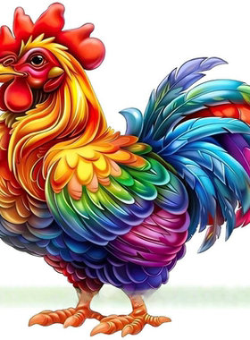 彩色公鸡贴画墙纸划痕遮挡贴