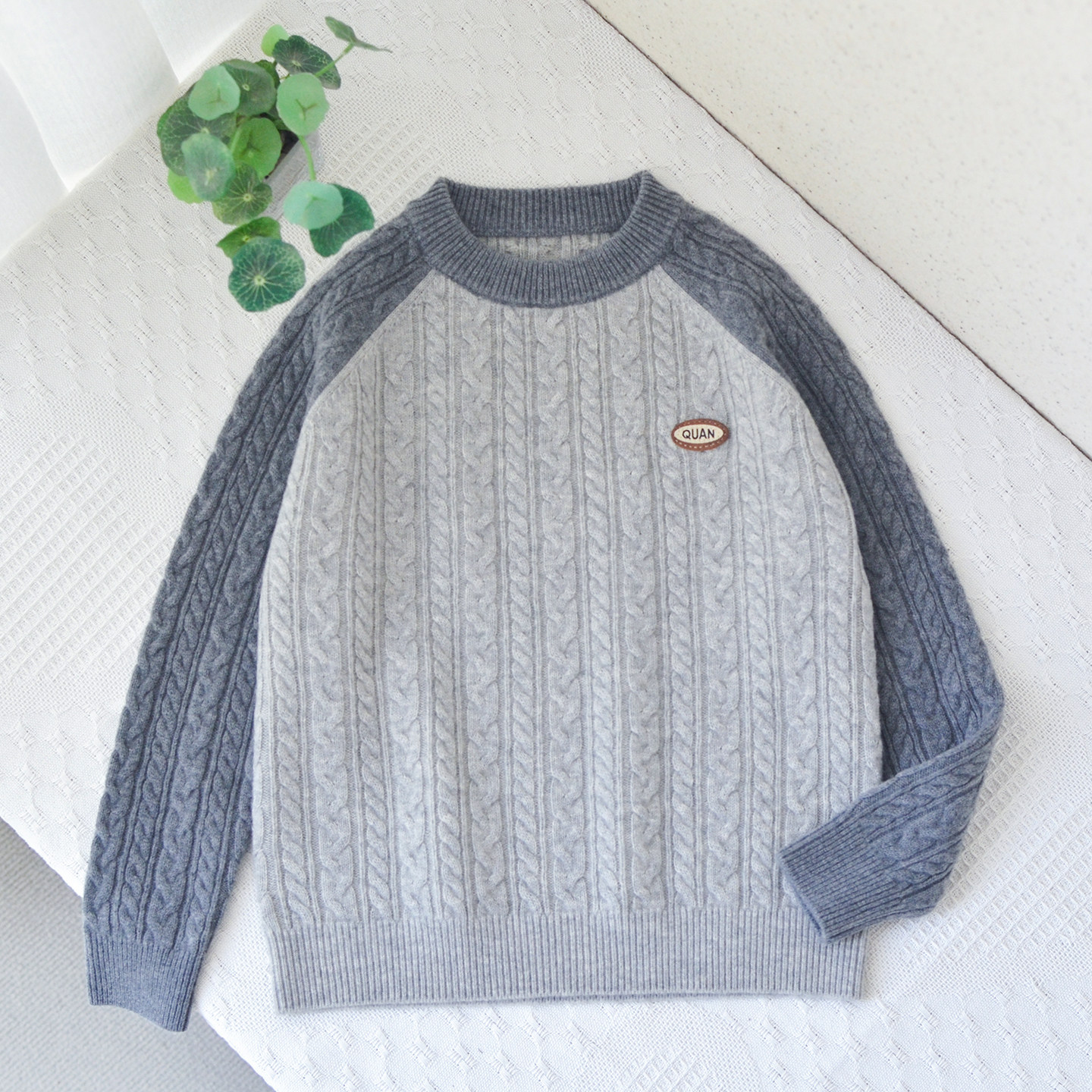 100%羊毛~130-170男童宝宝双股纱灰色拼色羊毛衫中大童保暖毛衣冬,童装/婴儿装/亲子装,毛衣/针织衫,淘宝优惠券,粉丝福利购,淘宝优惠卷