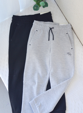 H家纯元~122-170男童新款春秋运动卫裤中大童束脚长裤纯色百搭