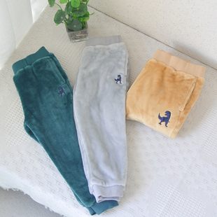中小童家居裤 140男童宝宝珊瑚绒保暖长裤 柔软舒适百搭 H家纯元