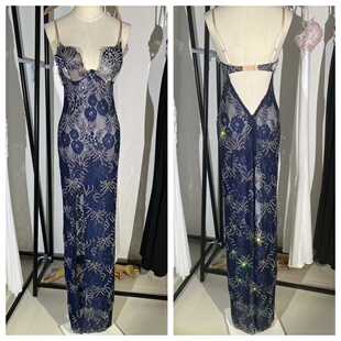 性感晚礼服超级显胸大透视夜店佳丽足浴车酒吧KTV模特走秀演出服