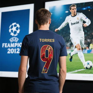 [托雷斯]西班牙夏季欧洲杯足球训练服球迷球衣男短袖宽松纯棉T恤