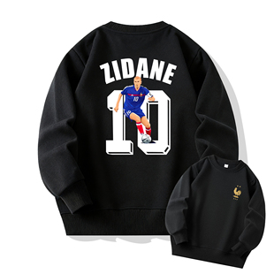 齐达内10号球衣足球服男长袖宽松纯棉卫衣欧洲杯世界杯法国队衣服